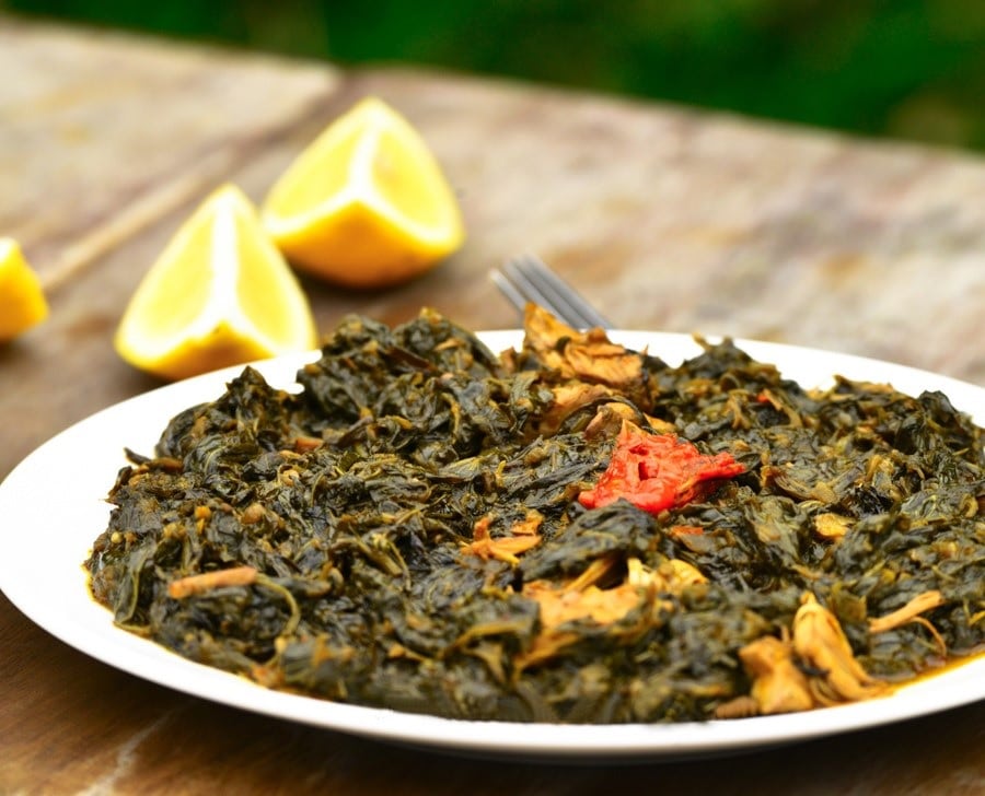 Matembele Recipe: A rich sweet potato leaf stew.