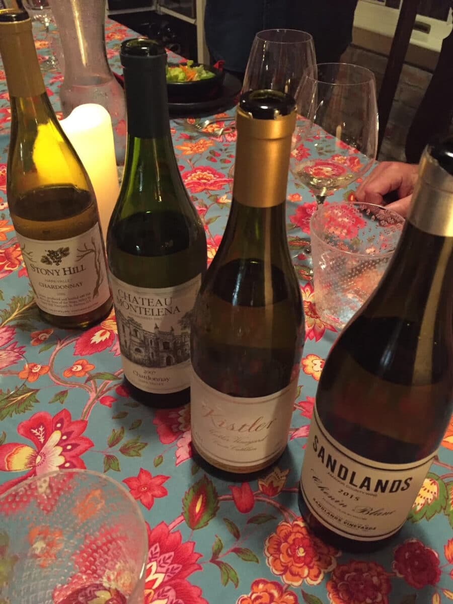 open bottles of wine on table