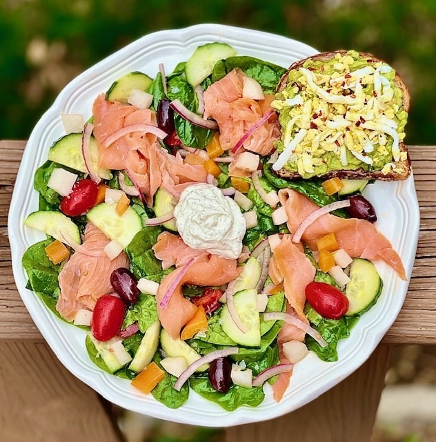 Smoked Salmon Salad and Avocado Toast
